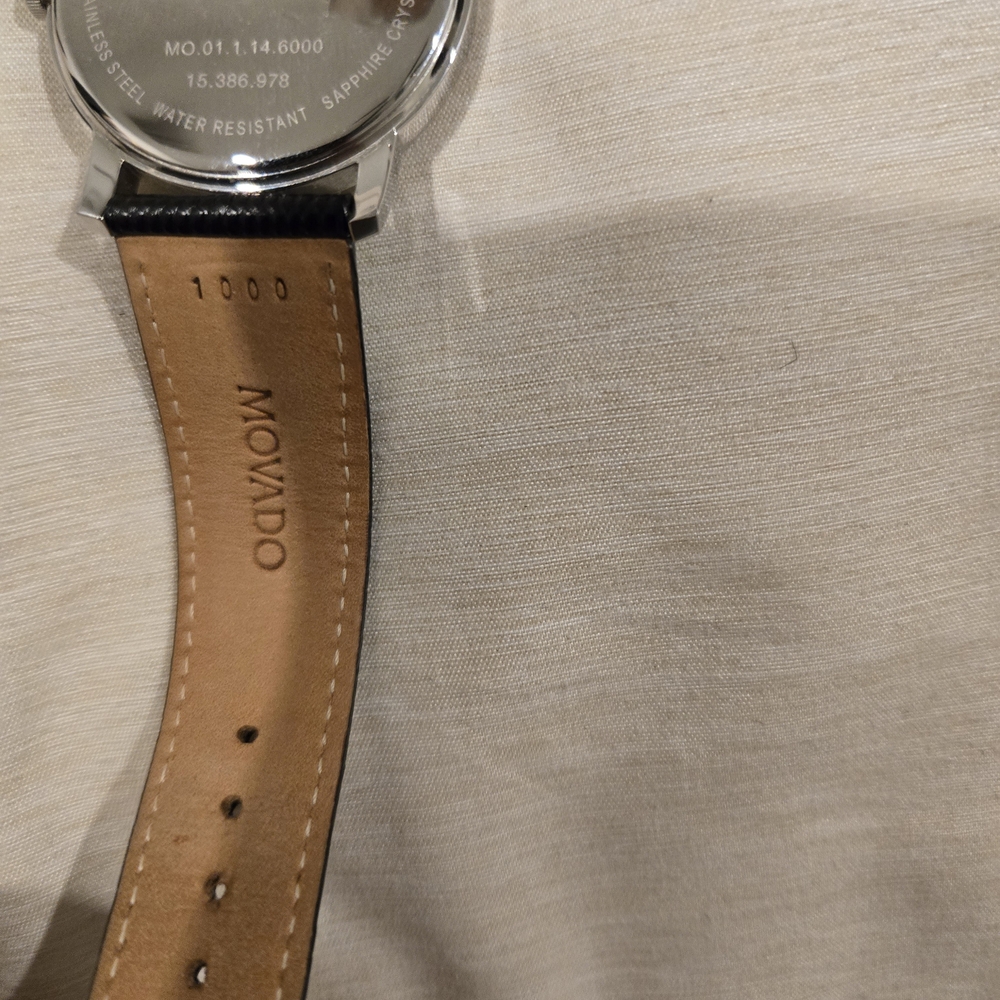 Movado Silver and Blue Dial Watch with Black Strap-BRAND NEW - Picture 7 of 11